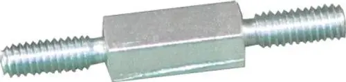 Metalldistanzschraube mit zwei Schraubengewinden, hergestellt von Wolf, zur Verbindung von Bauteilen in verschiedenen Anwendungen.